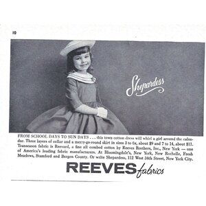 Children Clothing Shepherdess Reeves Fabric NYC Advertisement 1960 Vintage Print
